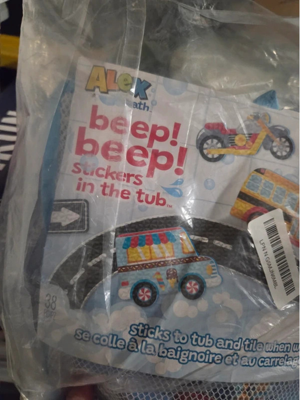 Kids beep beep , bath , time , fun sticks to tub and tile